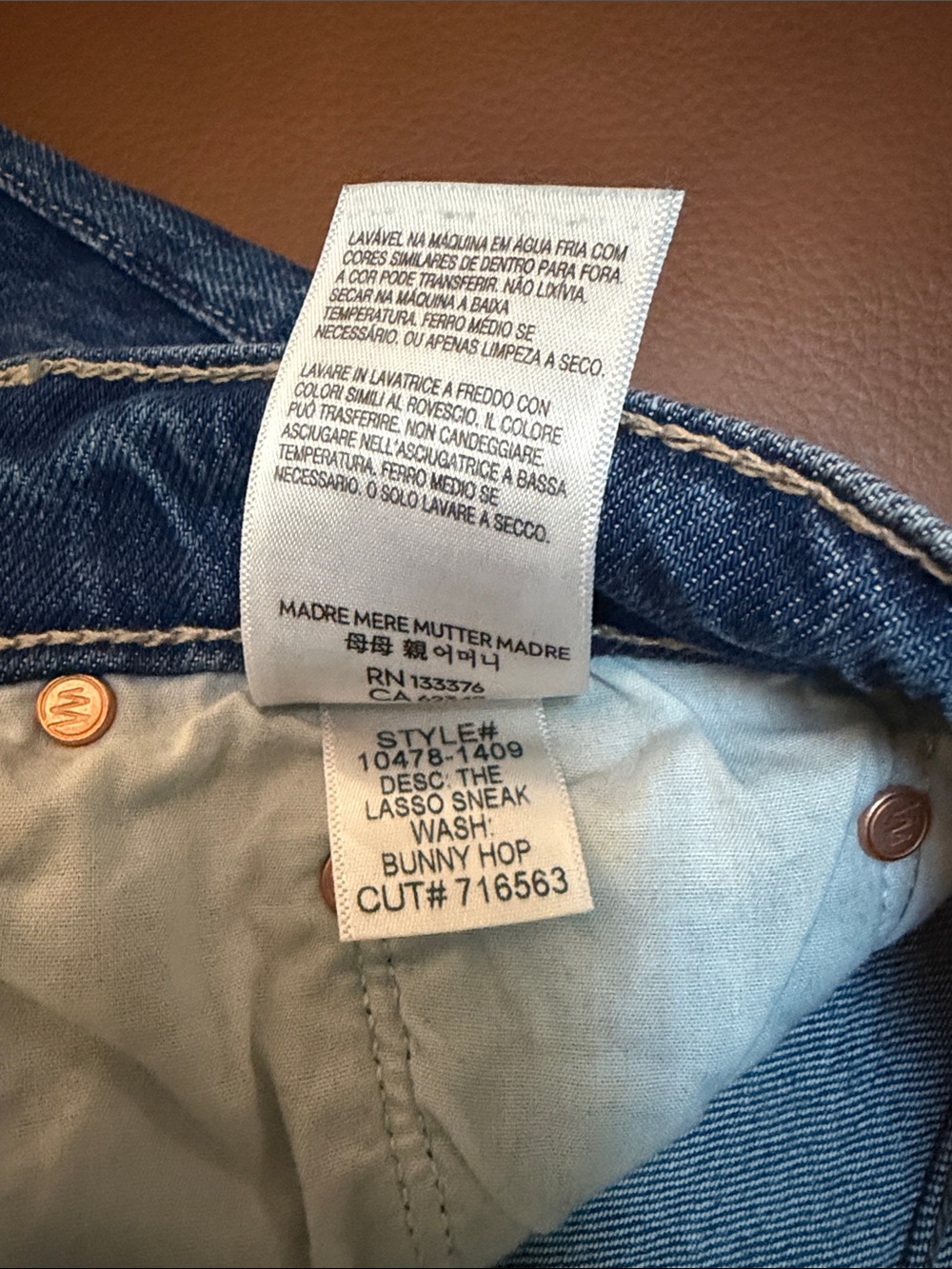 Mother denim lasso sneak high rise jeans in bunny hop -size 28 - Picture 3 of 5